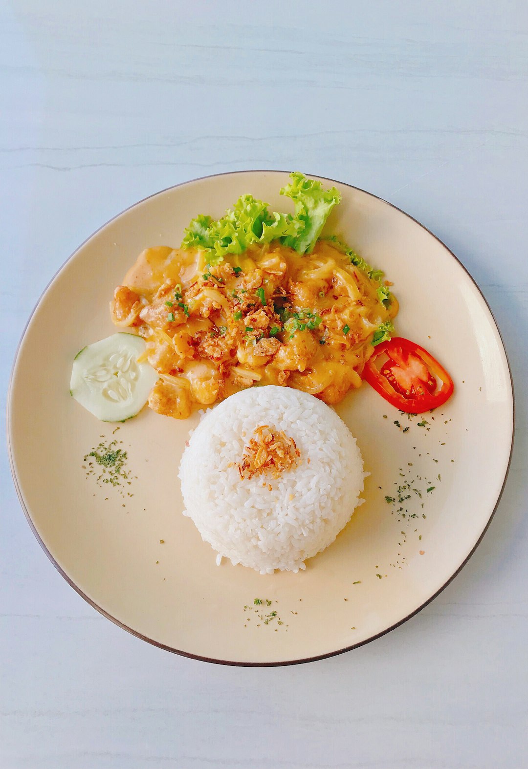 Salted egg chicken rice for lunch